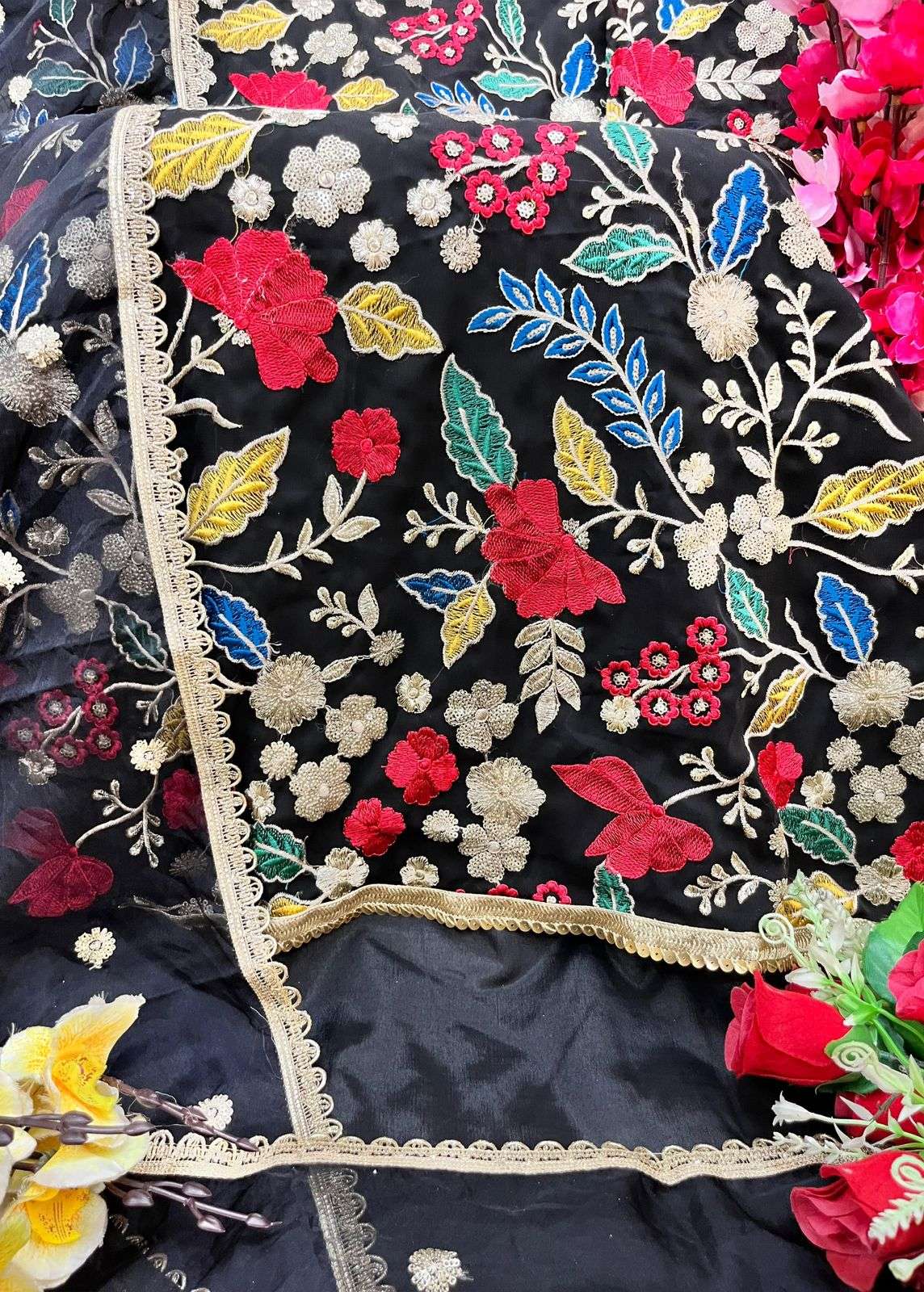ADAN LIBAS D NO 7048 GEORGETTE EMBROIDERY DESIGNER SUIT