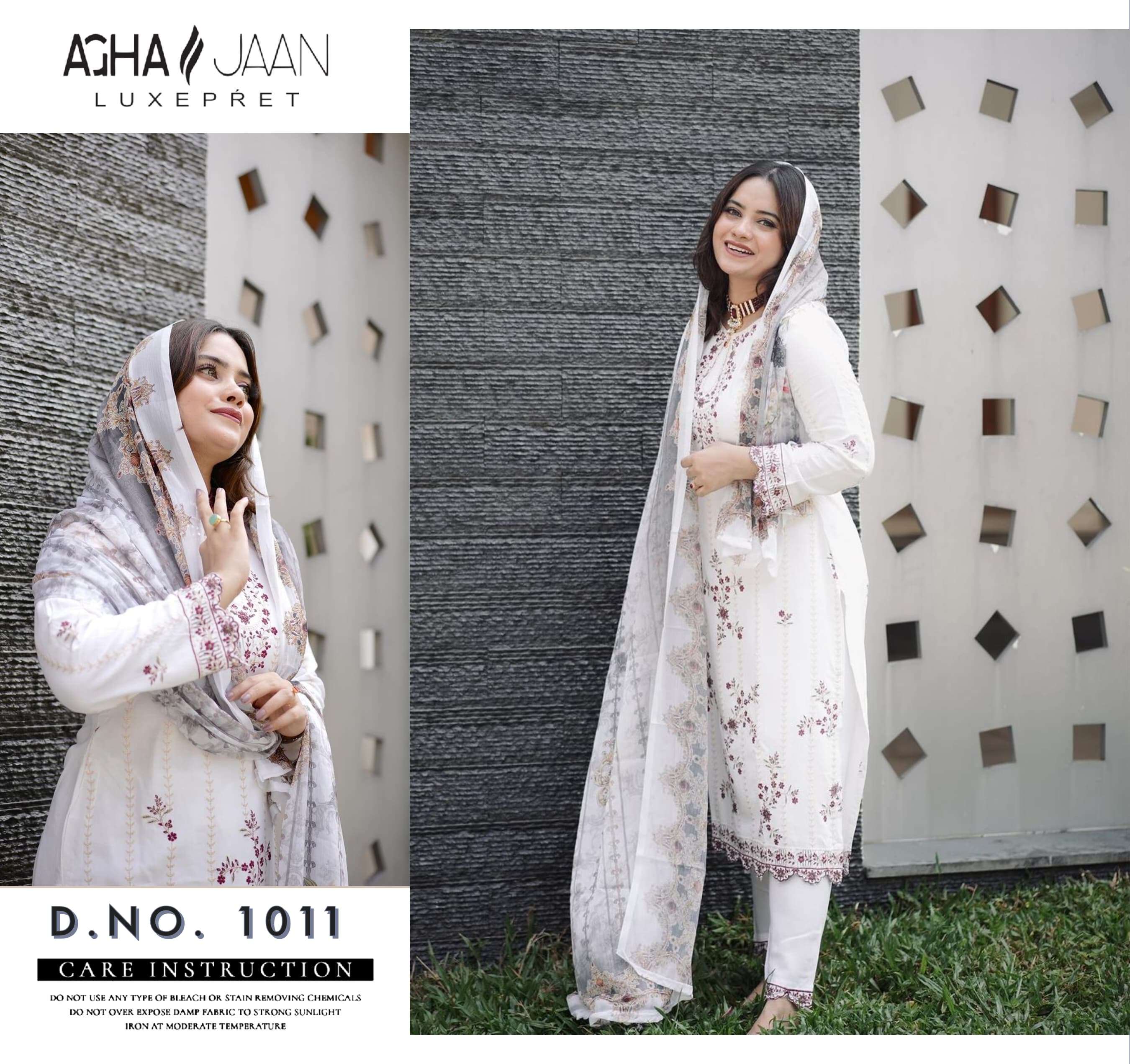 AGHA JAAN D NO 1011 VISCOSE DESIGNER PAKISTANI SUIT