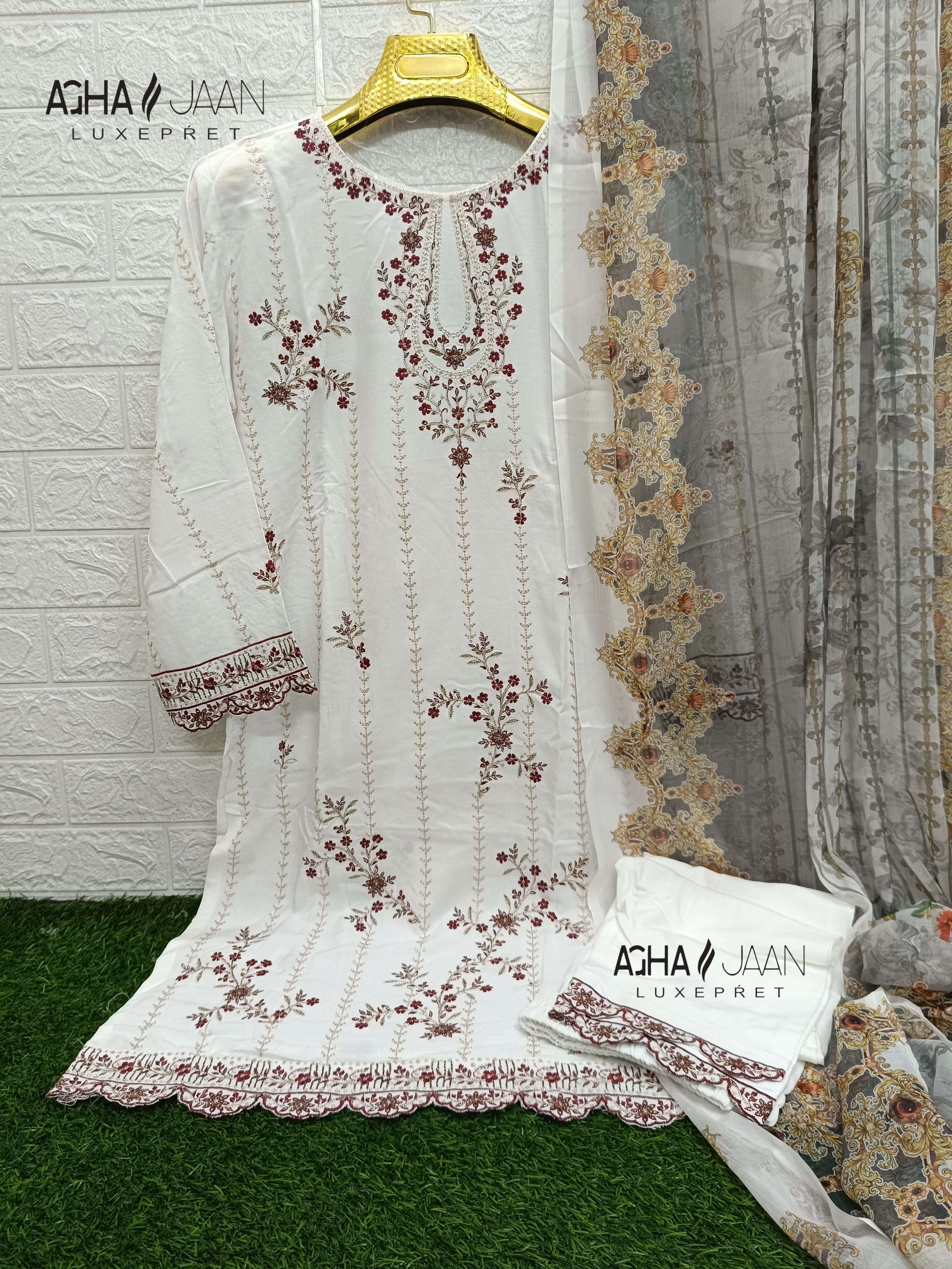 AGHA JAAN D NO 1011 VISCOSE DESIGNER PAKISTANI SUIT