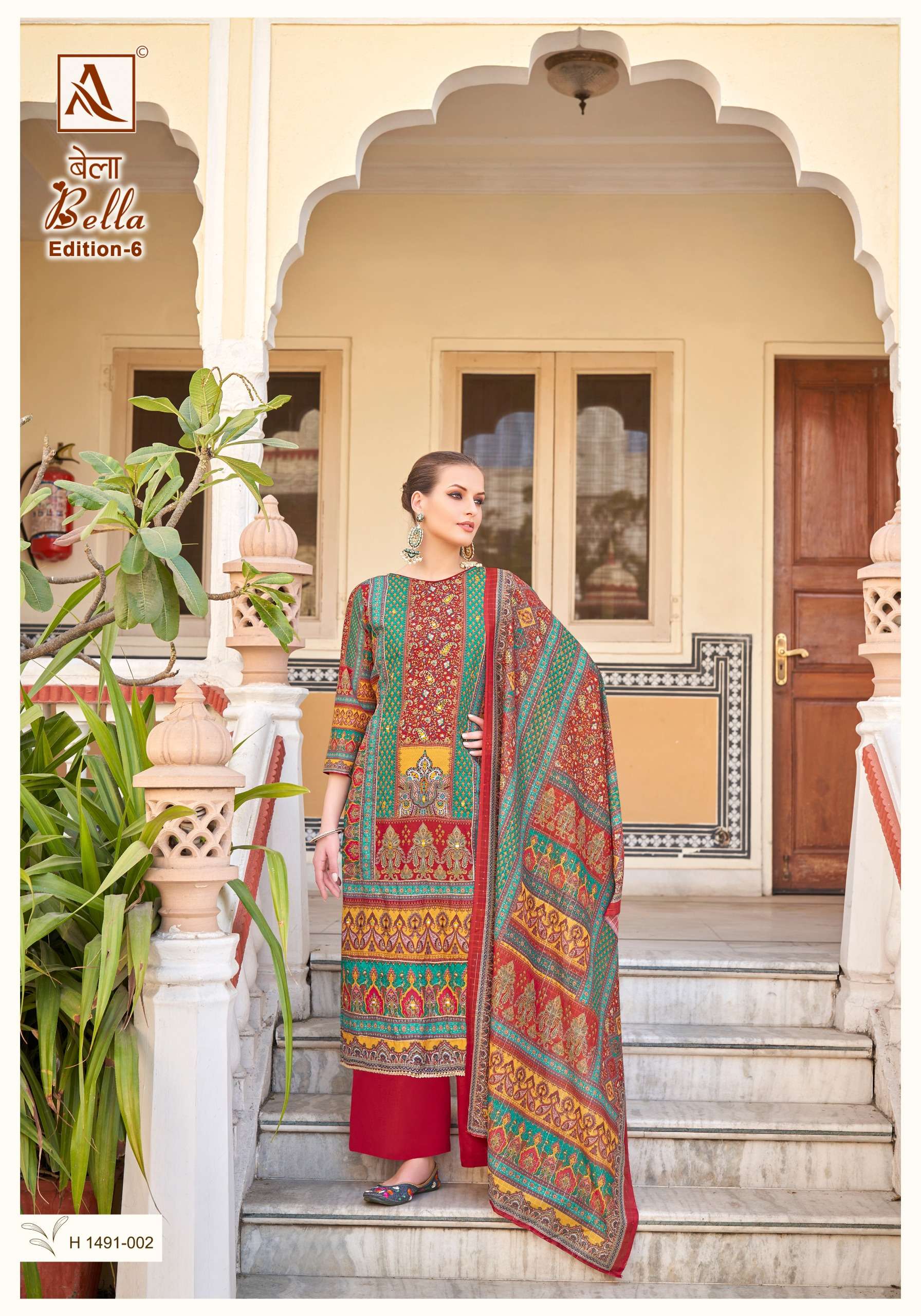 ALOK SUITS BELLA VOL 6 DIGITAL PRINT MUSLIN FANCY WORK SUIT