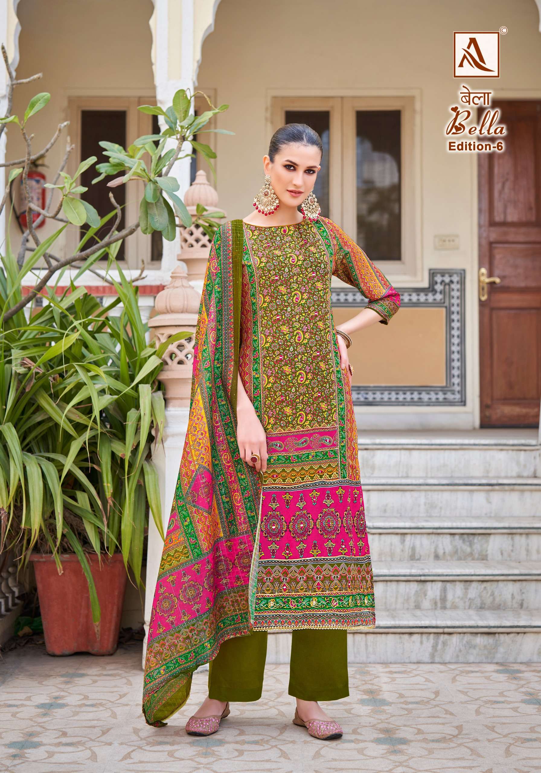 ALOK SUITS BELLA VOL 6 DIGITAL PRINT MUSLIN FANCY WORK SUIT