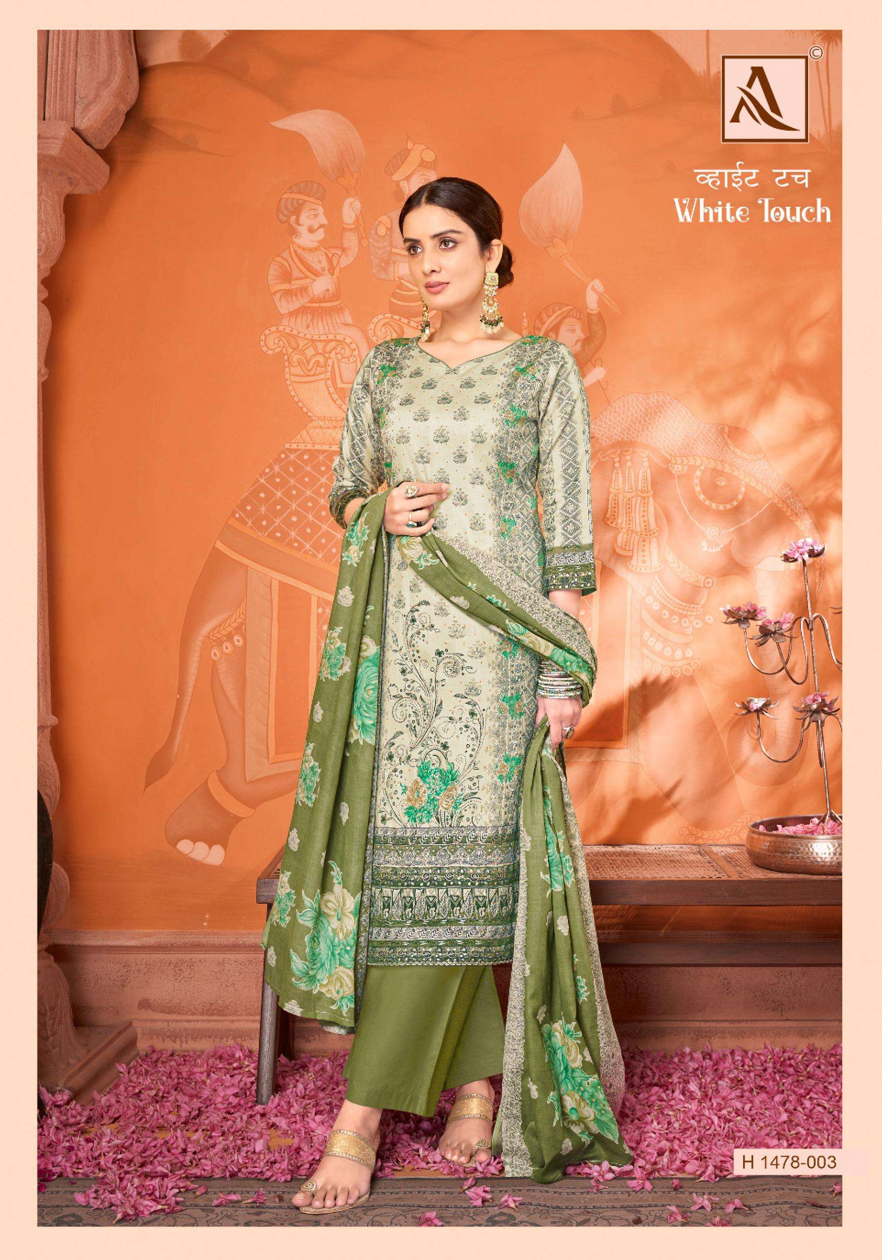 ALOK SUITS WHITE TOUCH JAM COTTON FANCY WORK SUIT