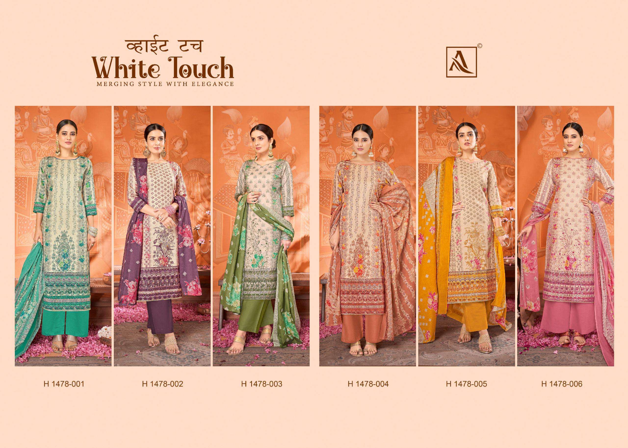 ALOK SUITS WHITE TOUCH JAM COTTON FANCY WORK SUIT