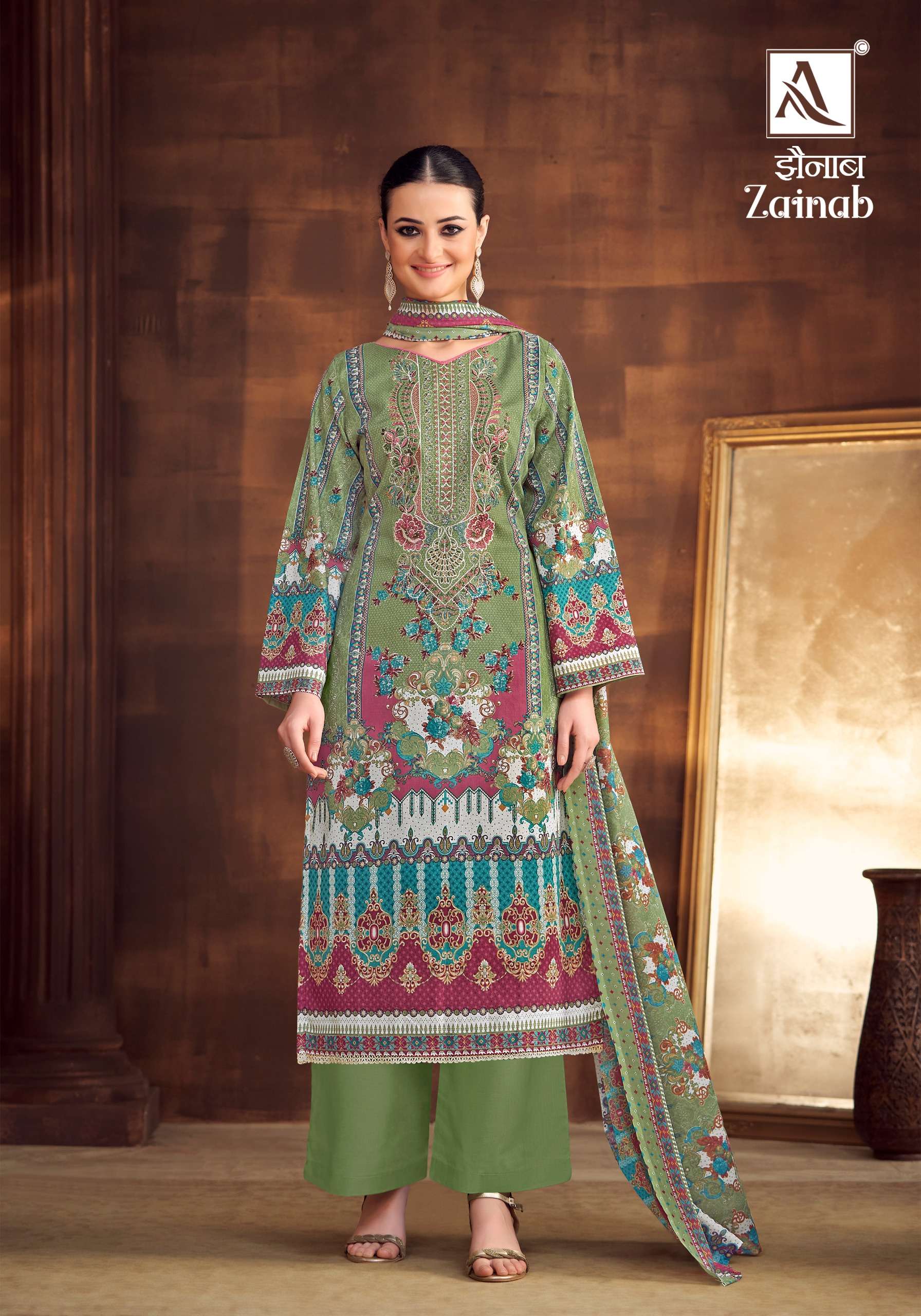 ALOK SUITS ZAINAB COTTON PRINT WITH FANCY WORK SUIT