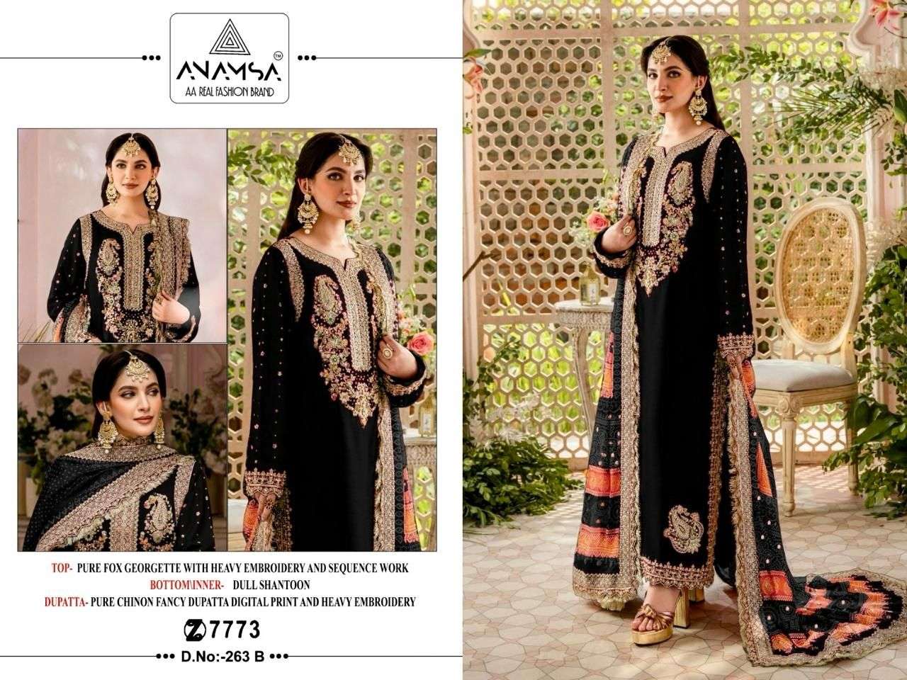 ANAMSA D NO 263 GEORGETTE HEAVY EMBROIDERED SUIT