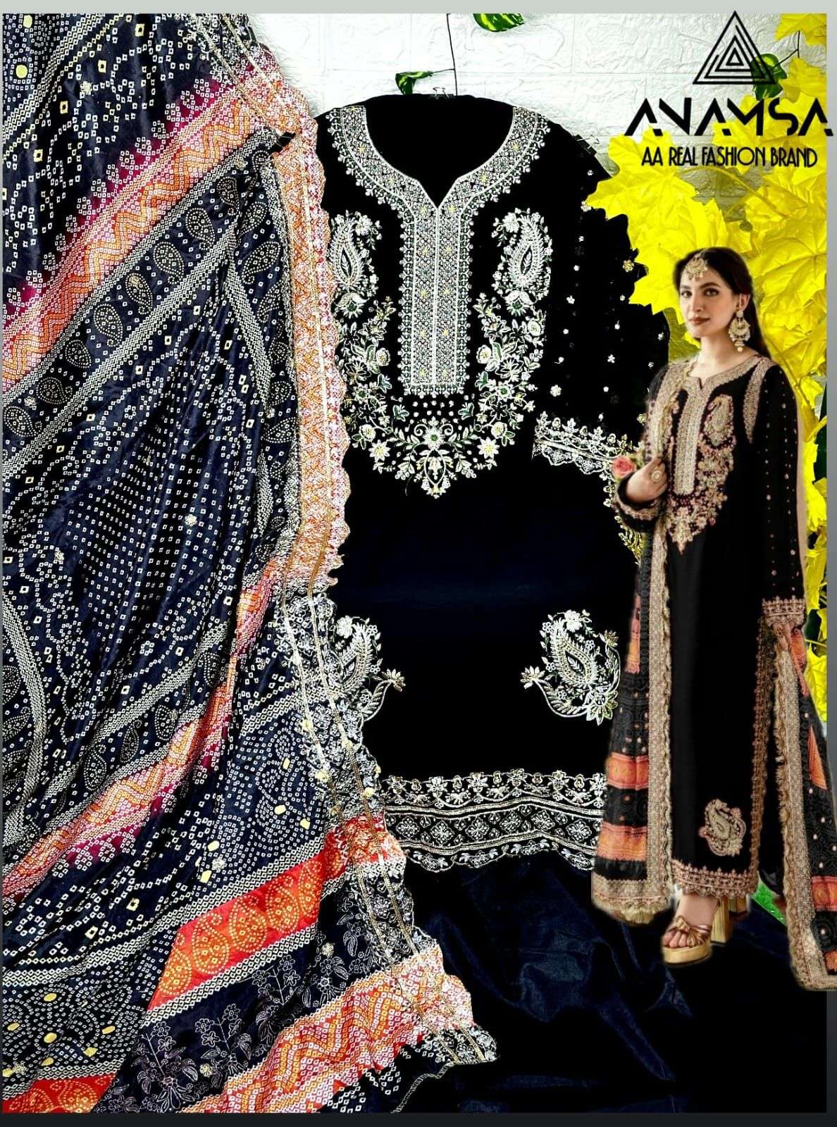ANAMSA D NO 263 GEORGETTE HEAVY EMBROIDERED SUIT