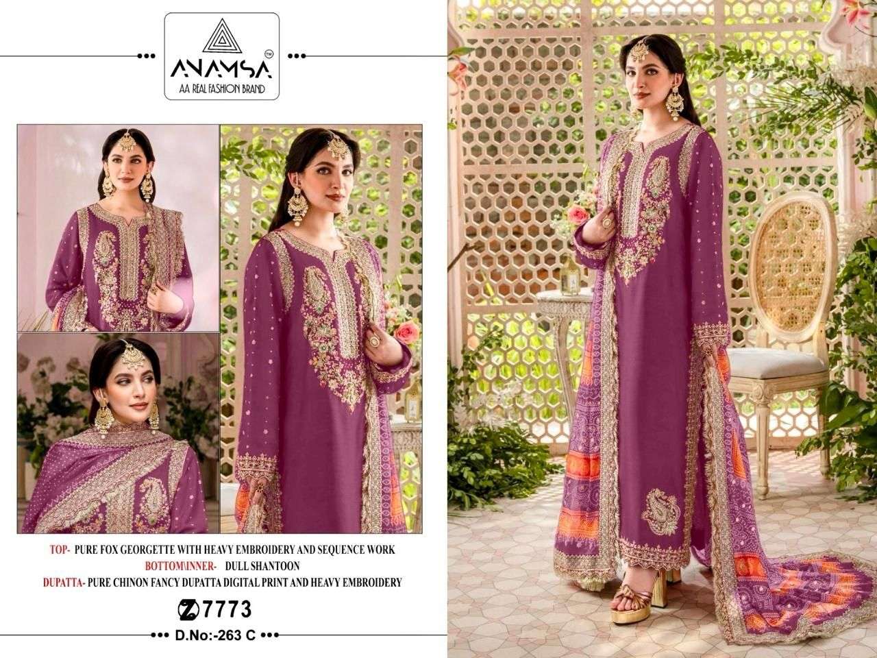 ANAMSA D NO 263 GEORGETTE HEAVY EMBROIDERED SUIT