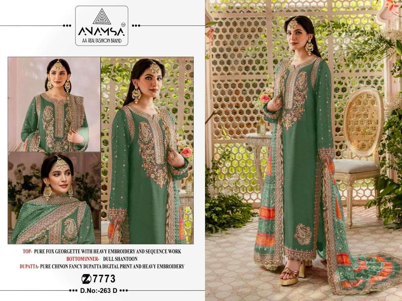 ANAMSA D NO 263 GEORGETTE HEAVY EMBROIDERED SUIT
