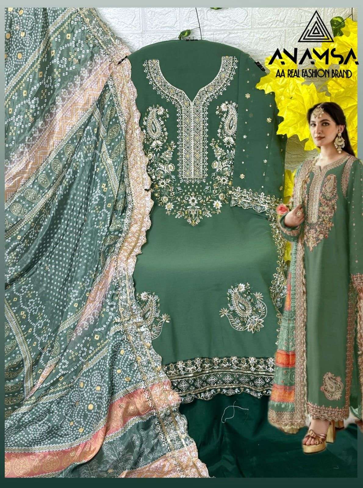ANAMSA D NO 263 GEORGETTE HEAVY EMBROIDERED SUIT