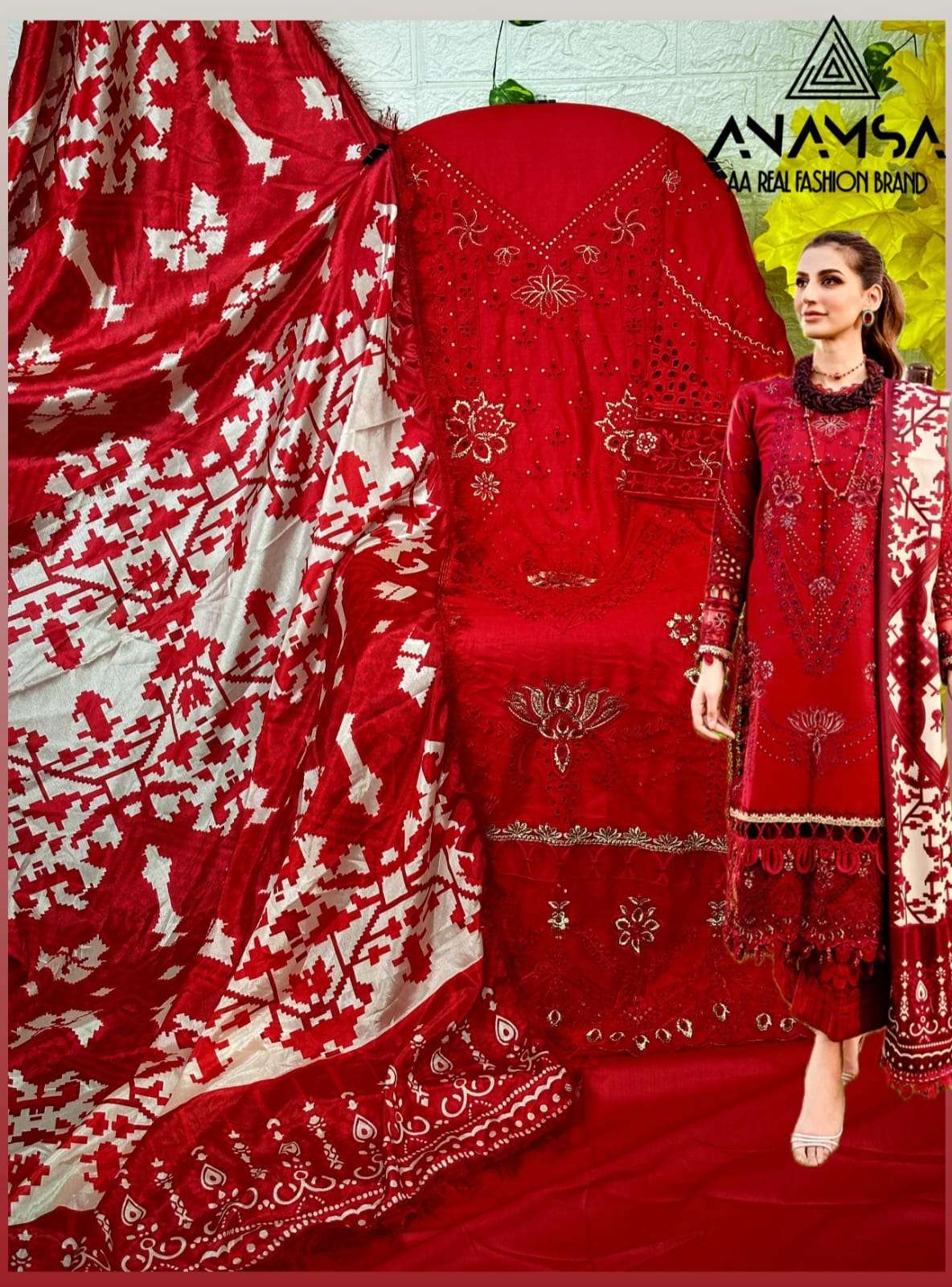 ANAMSA D NO 412 COTTON BEAUTIFUL DESIGNER SUIT