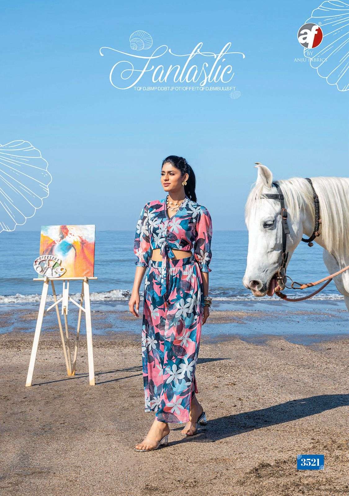 ANJU FABRICS HELLO SUMMER DESIGNER CROP WITH PLAZZO SET
