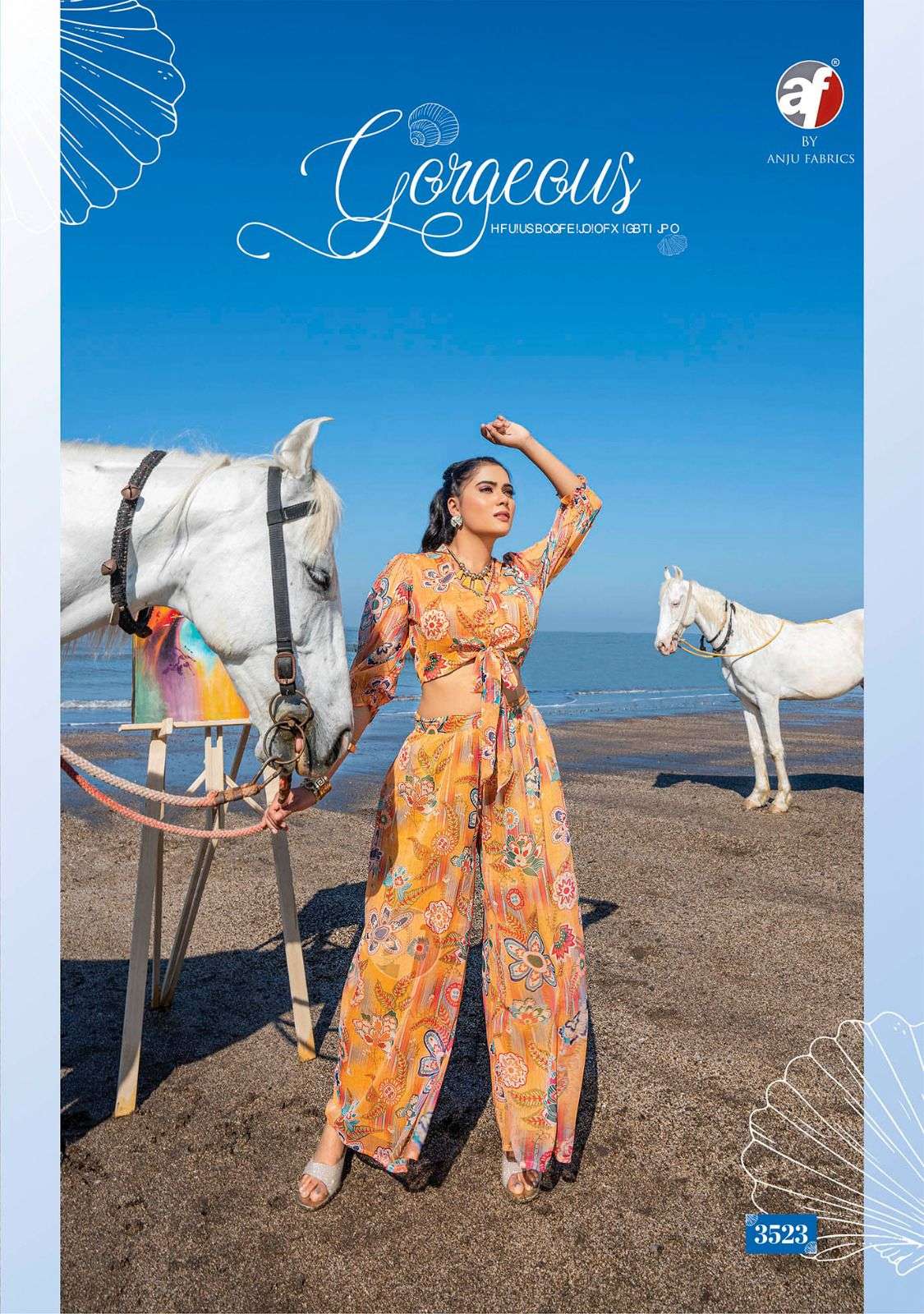 ANJU FABRICS HELLO SUMMER DESIGNER CROP WITH PLAZZO SET