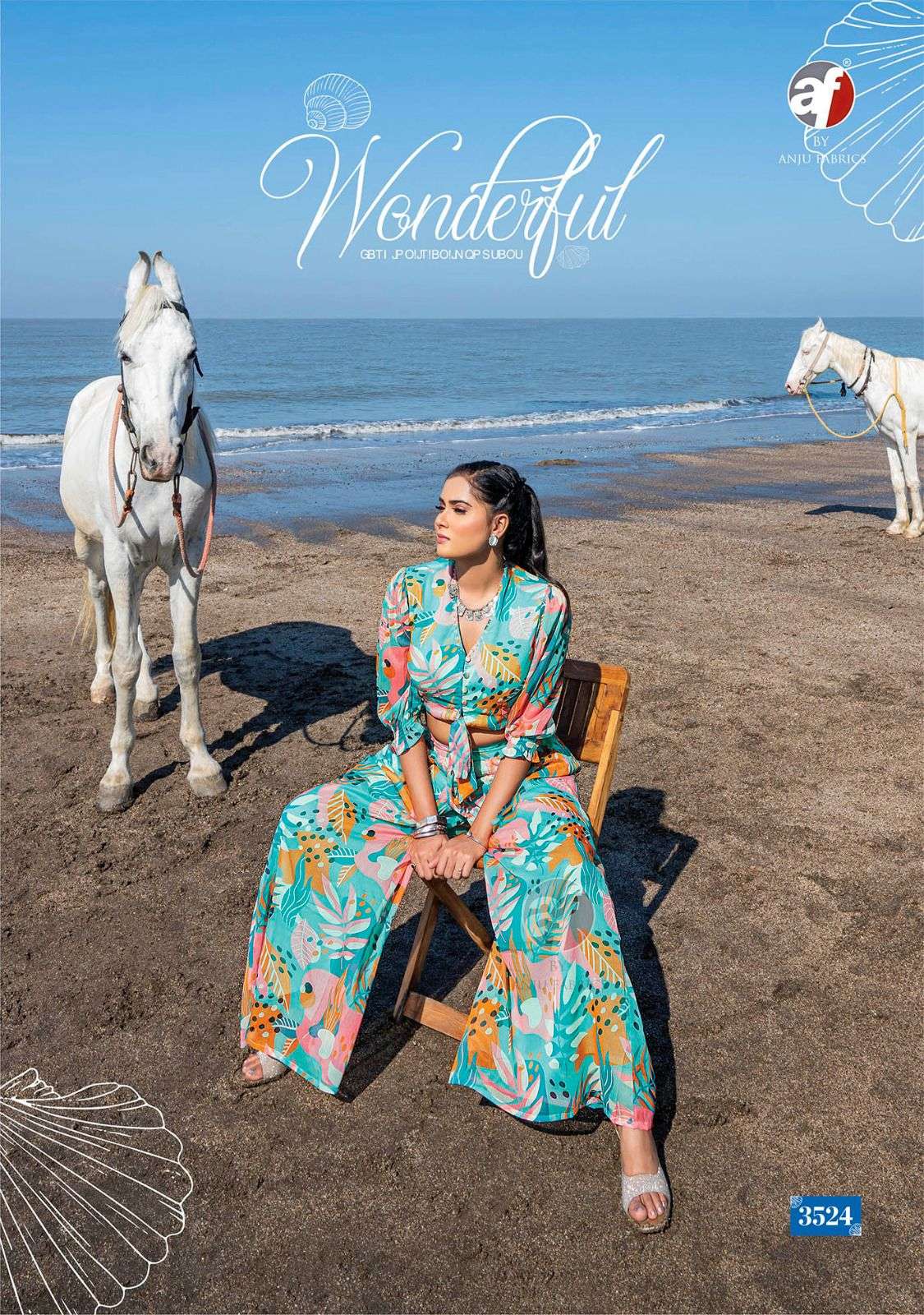 ANJU FABRICS HELLO SUMMER DESIGNER CROP WITH PLAZZO SET