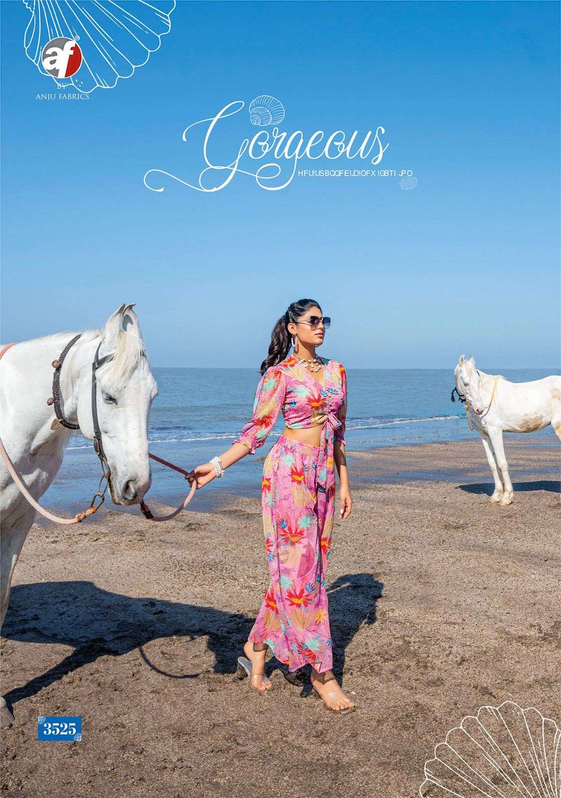 ANJU FABRICS HELLO SUMMER DESIGNER CROP WITH PLAZZO SET