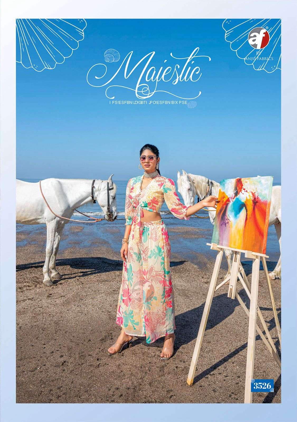 ANJU FABRICS HELLO SUMMER DESIGNER CROP WITH PLAZZO SET