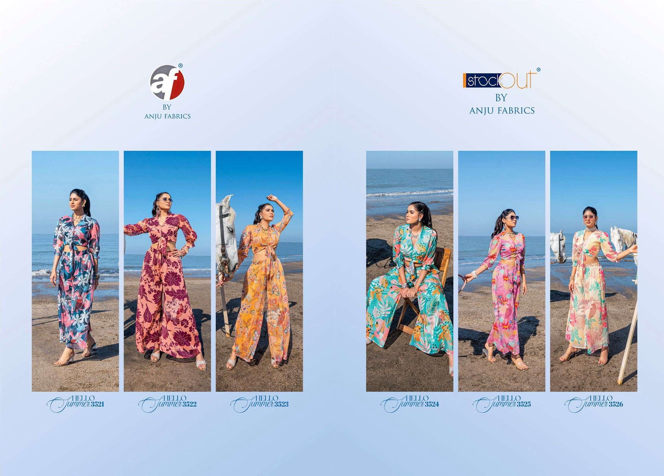 ANJU FABRICS HELLO SUMMER DESIGNER CROP WITH PLAZZO SET