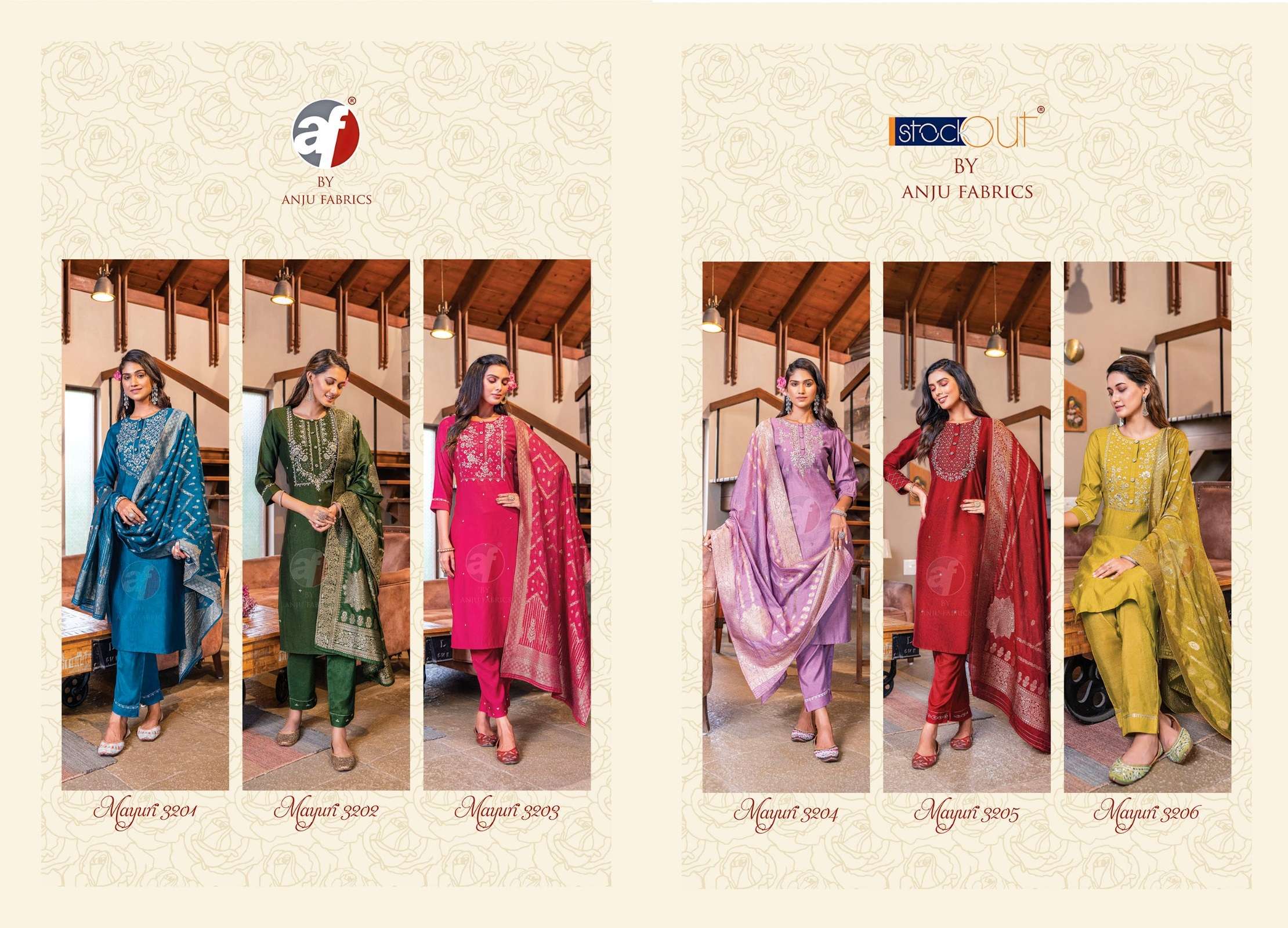ANJU FABRICS MAYURI VOL 3 JACQUARD DESIGNER PARTY WEAR SUIT