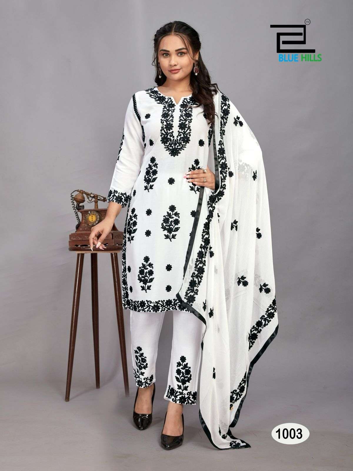 BLUE HILLS BLACK BUNNY FANCY KURTI COMBO SET 