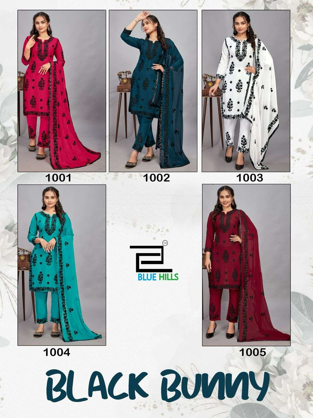 BLUE HILLS BLACK BUNNY FANCY KURTI COMBO SET 