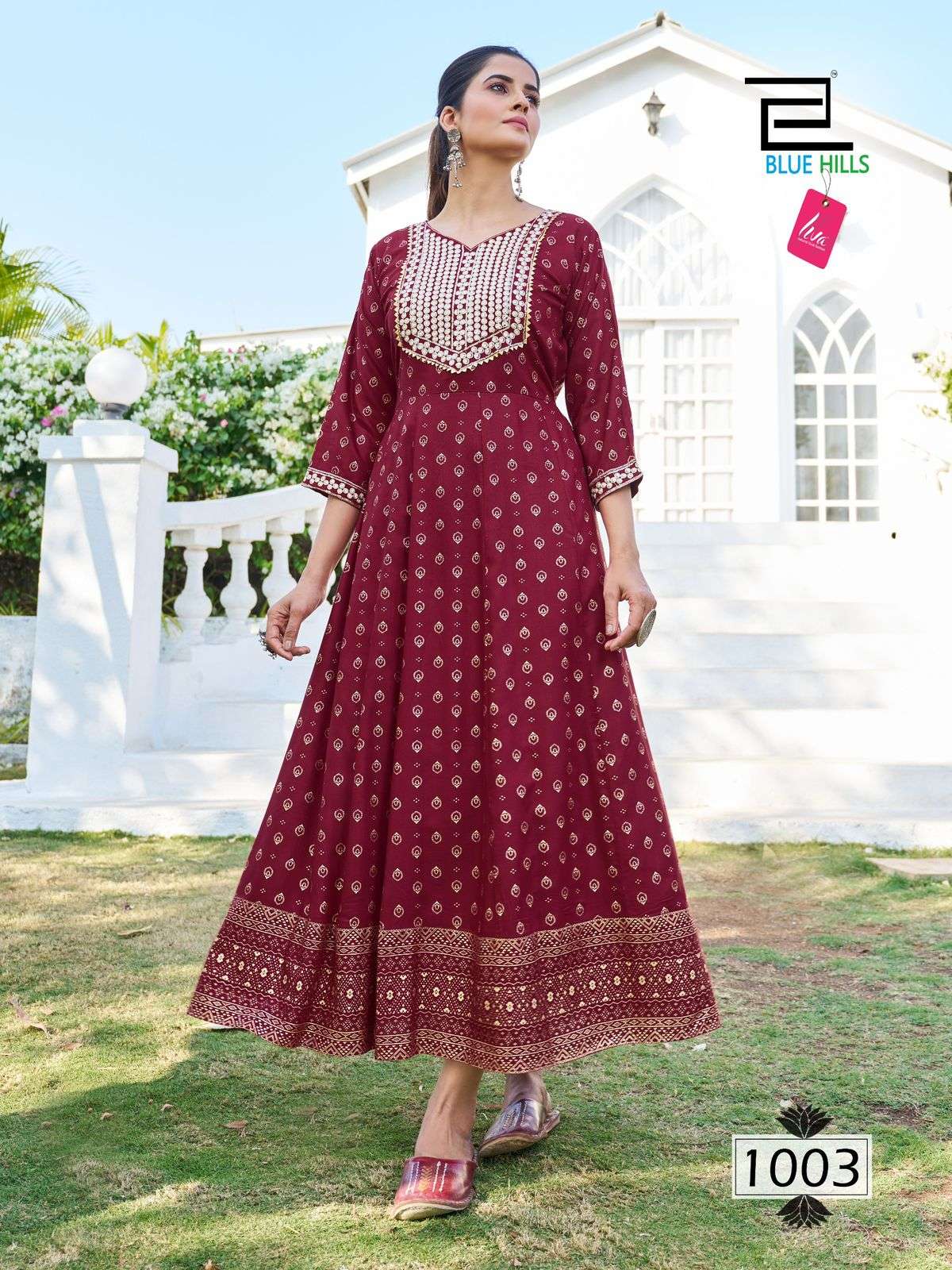BLUE HILLS BLOCK BUSTER LONG ANARKALI GOWN 