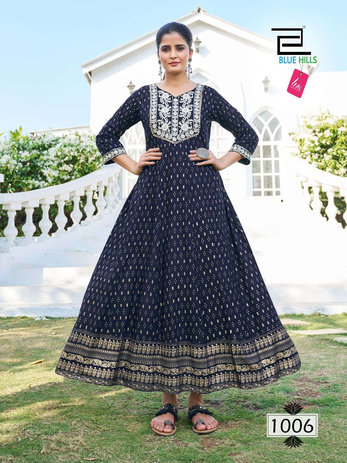 BLUE HILLS BLOCK BUSTER LONG ANARKALI GOWN 