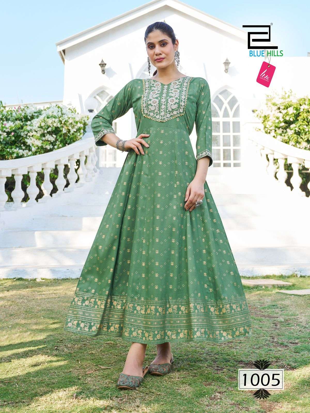 BLUE HILLS BLOCK BUSTER LONG ANARKALI GOWN 