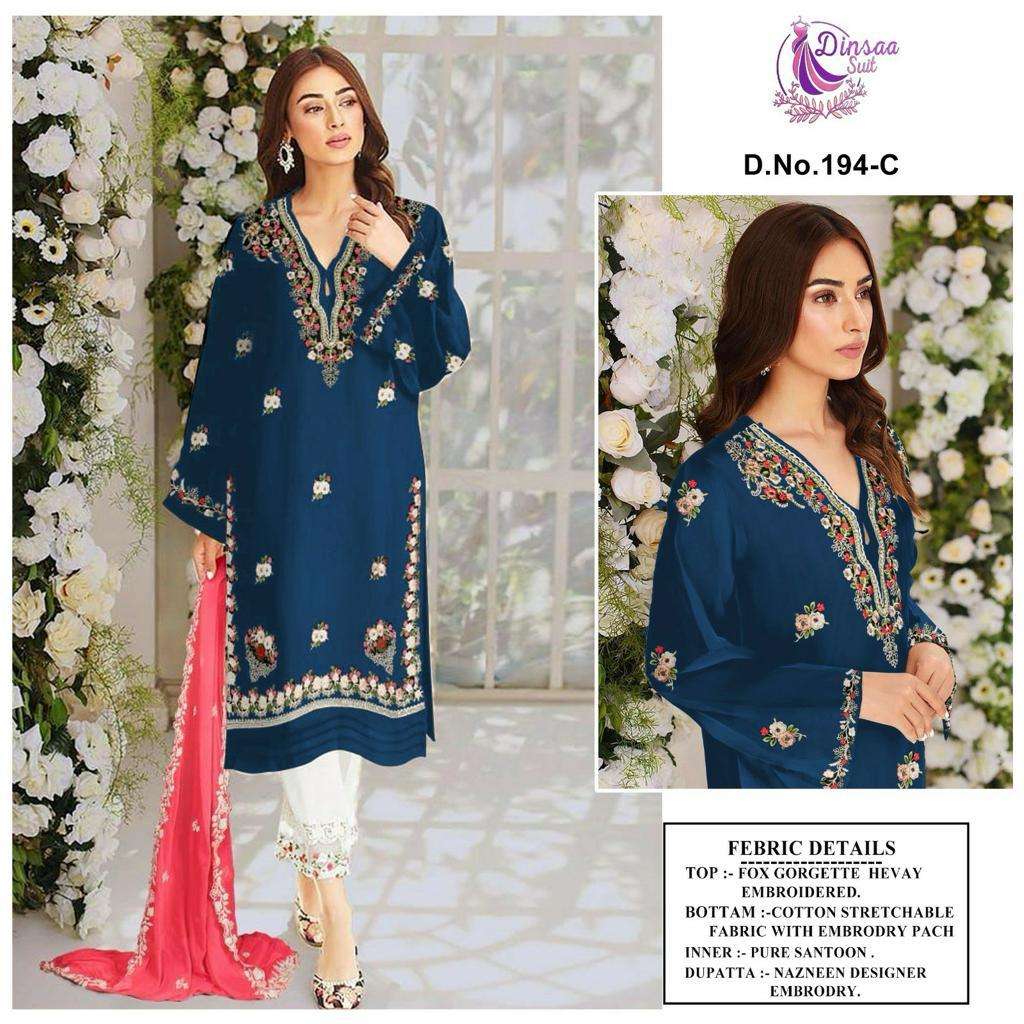 DINSAA SUIT D NO 194 READY MADE PAKISTANI SUIT