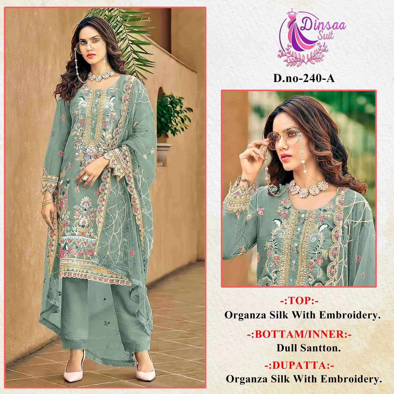 DINSAA SUIT D NO  240 FANCY DESIGNER SUIT