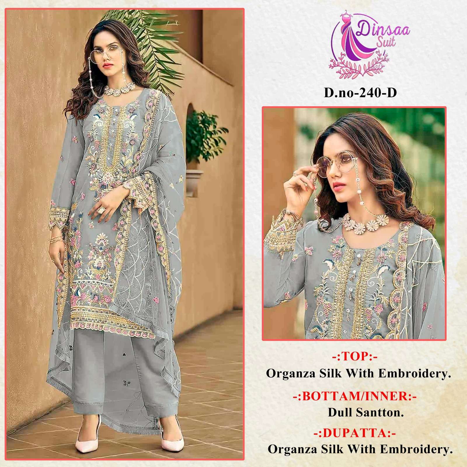DINSAA SUIT D NO  240 FANCY DESIGNER SUIT
