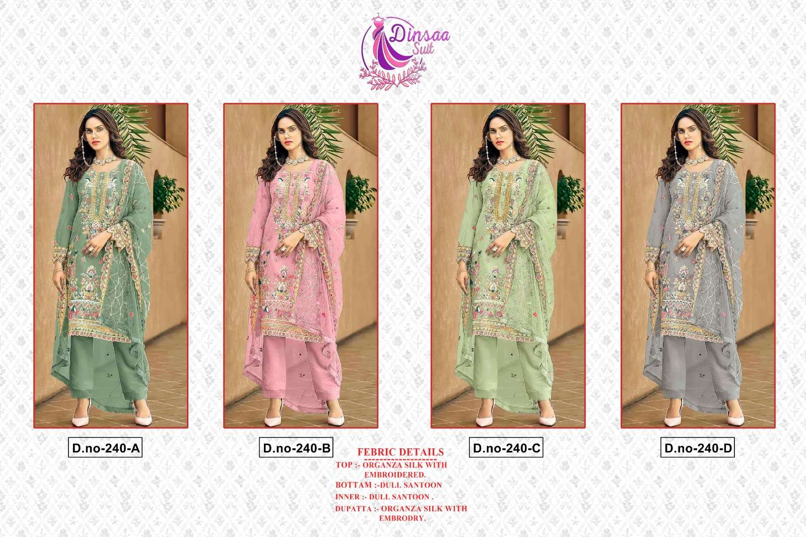 DINSAA SUIT D NO  240 FANCY DESIGNER SUIT