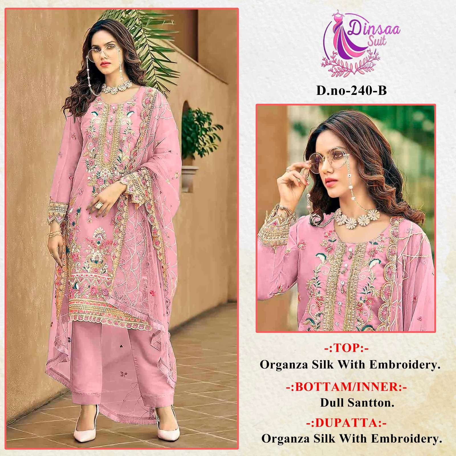 DINSAA SUIT D NO  240 FANCY DESIGNER SUIT