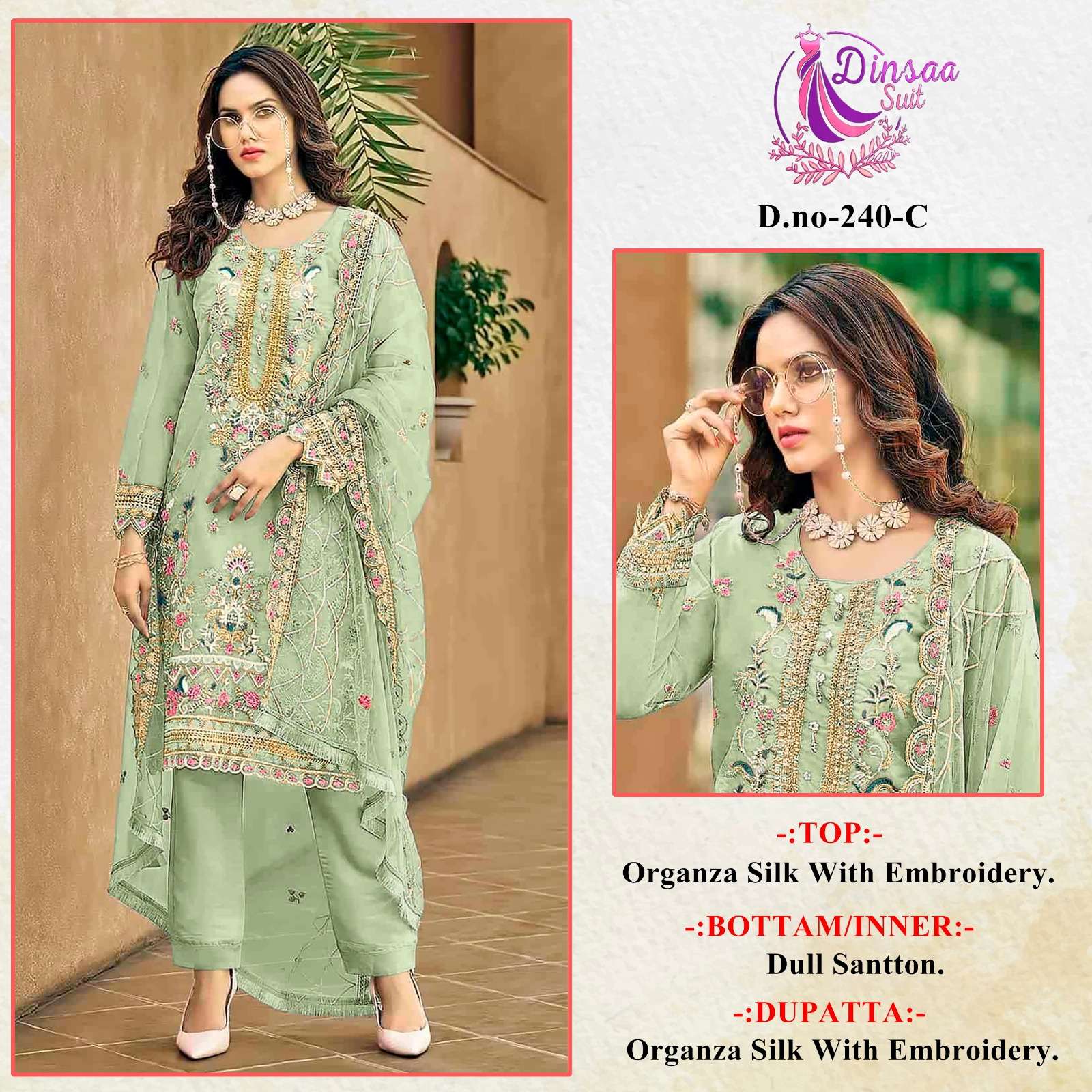 DINSAA SUIT D NO  240 FANCY DESIGNER SUIT