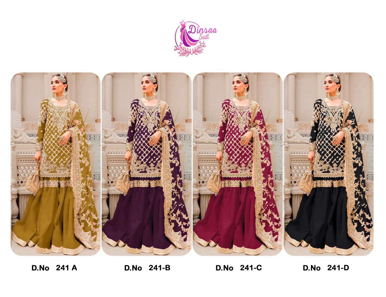 DINSAA SUIT D NO 241 ORGANZA HEAVY EMBROIDERED SUIT