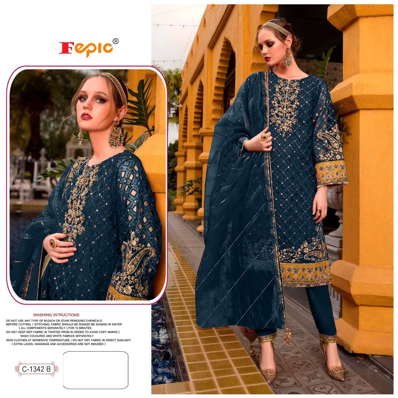 FEPIC ROSEMEEN C 1342 ORGANZA HEAVY EMBROIDERED SUIT