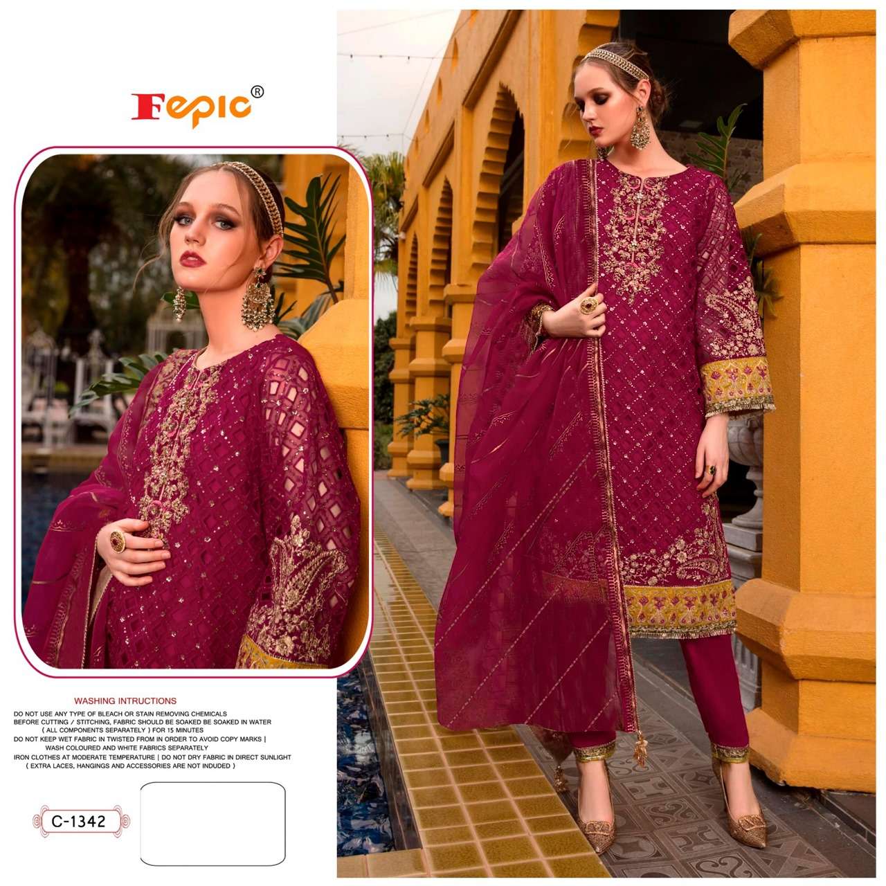 FEPIC ROSEMEEN C 1342 ORGANZA HEAVY EMBROIDERED SUIT