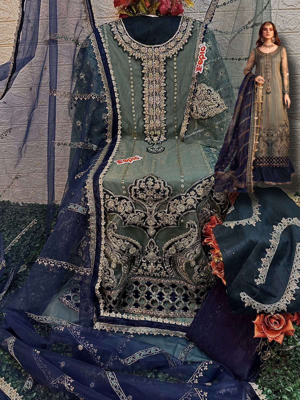FEPIC ROSEMEEN C 1553 HEAVY EMBROIDERY DESIGNER SUIT