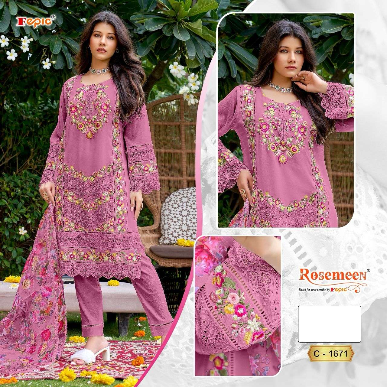 FEPIC ROSEMEEN C 1671 GEORGETTE EMBROIDRED SUIT