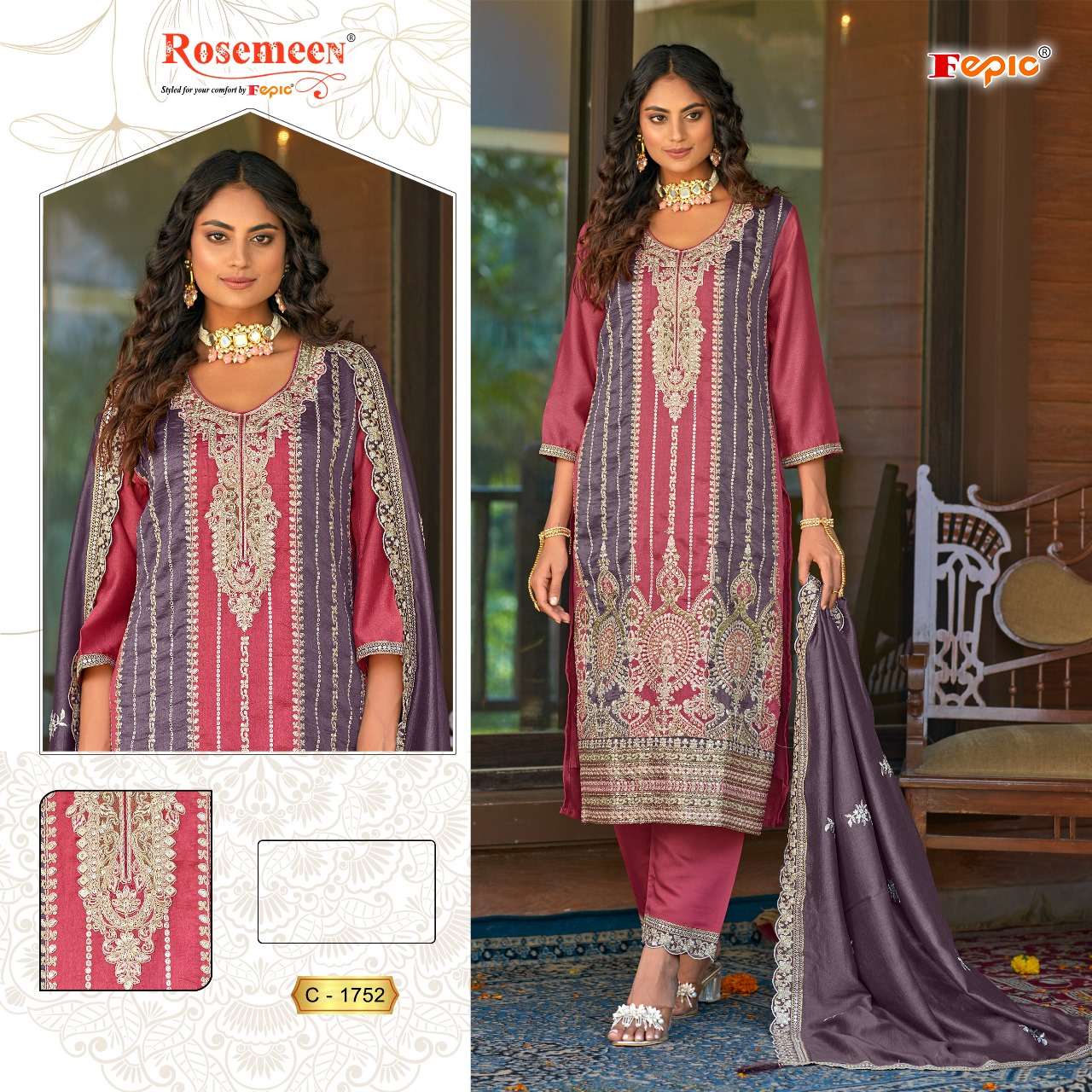 FEPIC ROSEMEEN C 1752 HEAVY EMBROIDERY DESIGNER SUIT