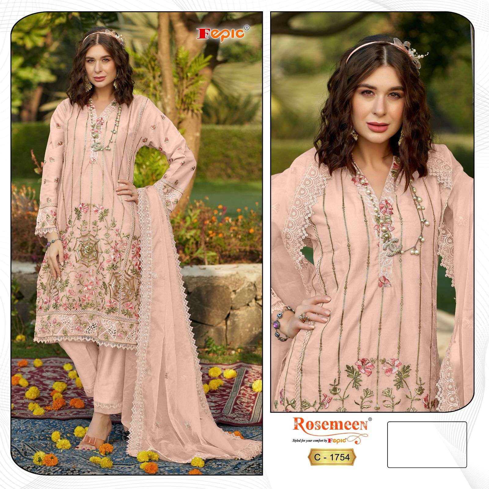 FEPIC ROSEMEEN C 1754 ORGANZA EMBROIDERY SUIT