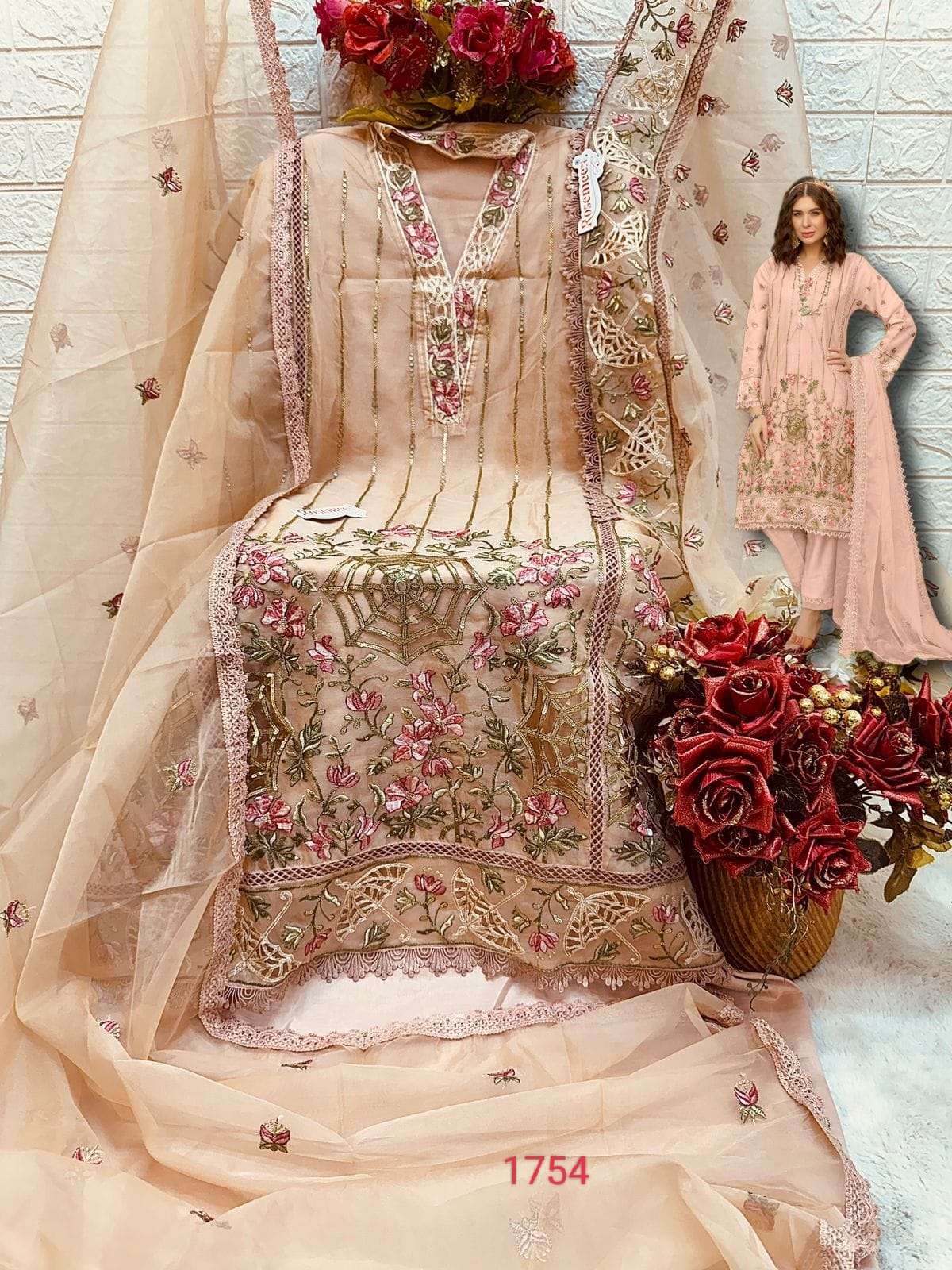 FEPIC ROSEMEEN C 1754 ORGANZA EMBROIDERY SUIT