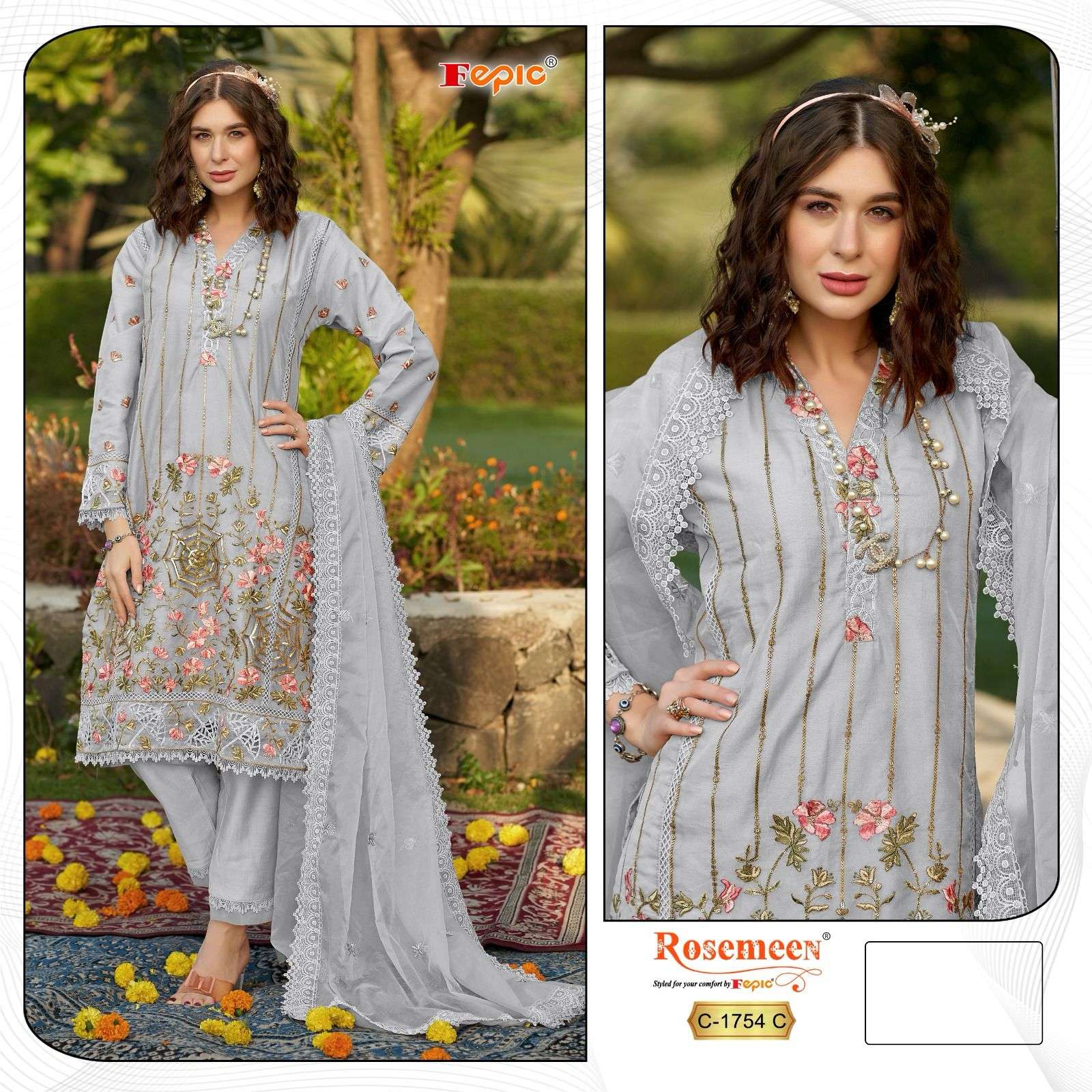 FEPIC ROSEMEEN C 1754 ORGANZA EMBROIDERY SUIT