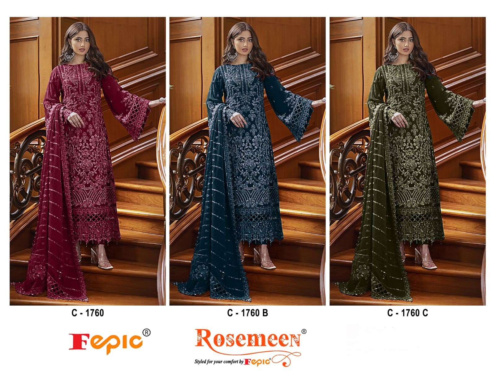 FEPIC ROSEMEEN C 1760 GEORGETTE HEAVY EMBROIDERED SUIT
