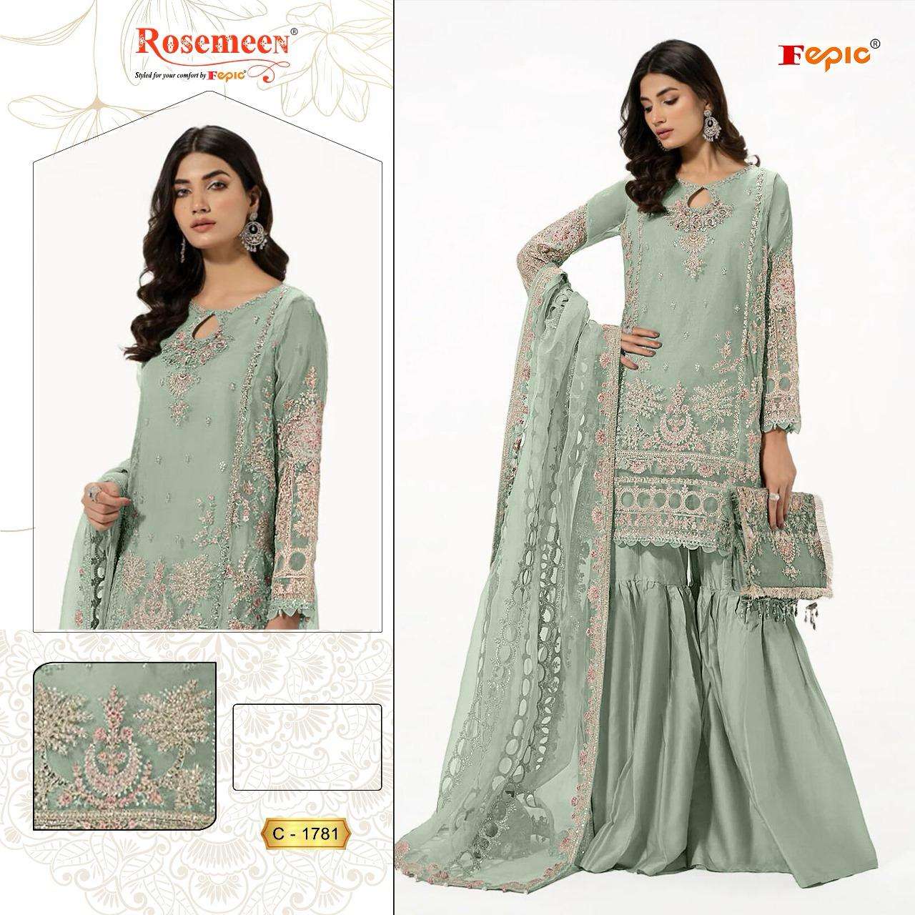 FEPIC ROSEMEEN C 1781 ORGANZA EMBROIDERED SUIT