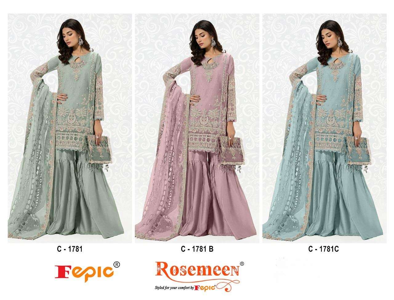 FEPIC ROSEMEEN C 1781 ORGANZA EMBROIDERED SUIT