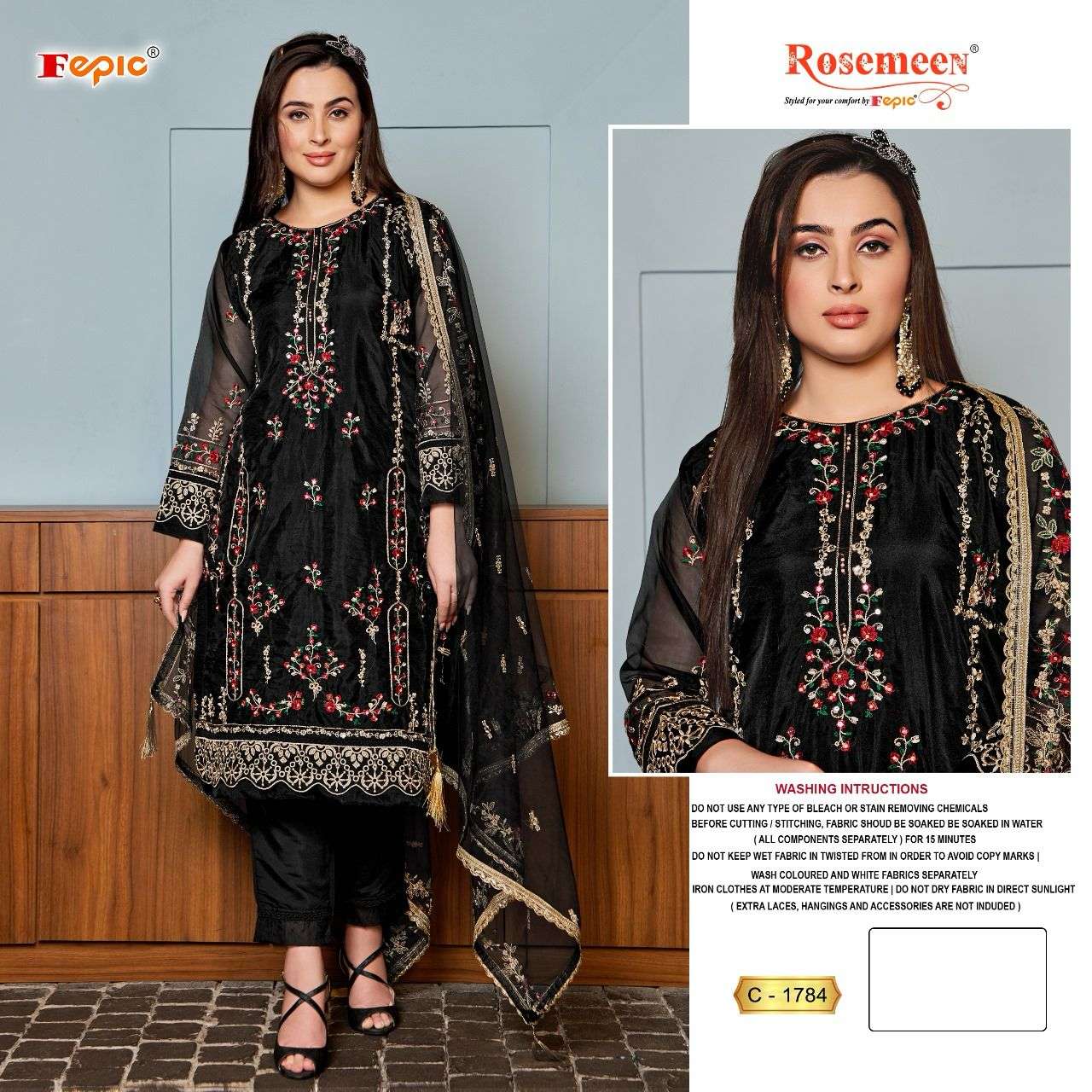 FEPIC ROSEMEEN C 1784 ORGANZA HEAVY EMBROIDERED SUIT
