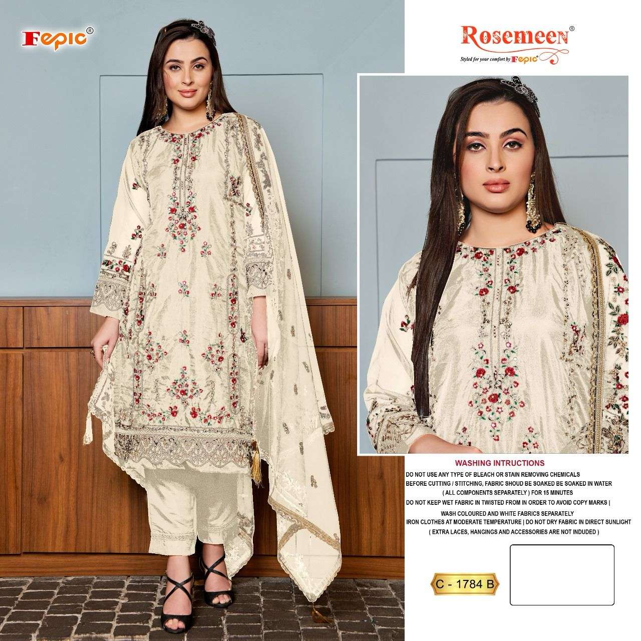 FEPIC ROSEMEEN C 1784 ORGANZA HEAVY EMBROIDERED SUIT