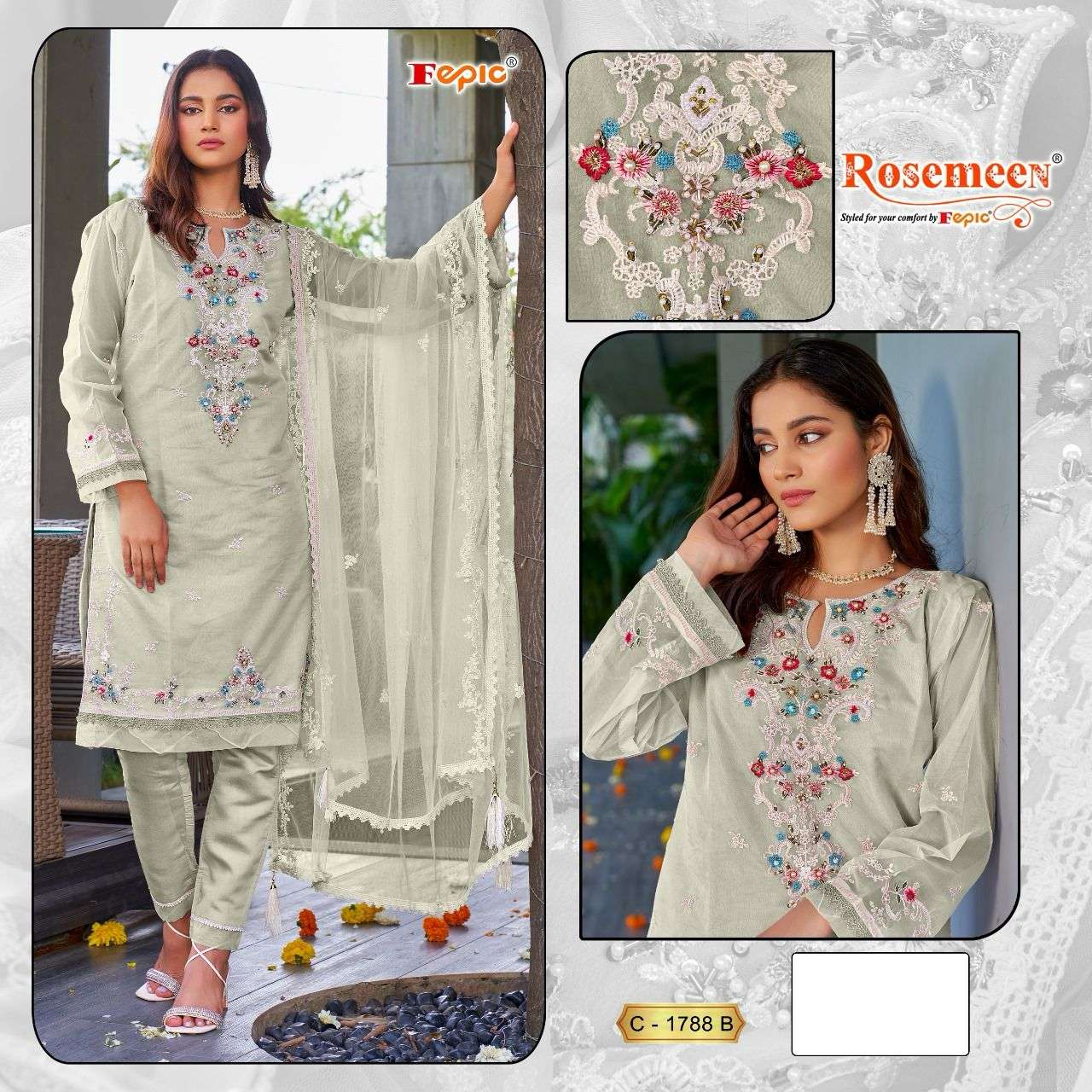FEPIC ROSEMEEN C 1788 ORGANZA FANCY DESIGNER SUIT