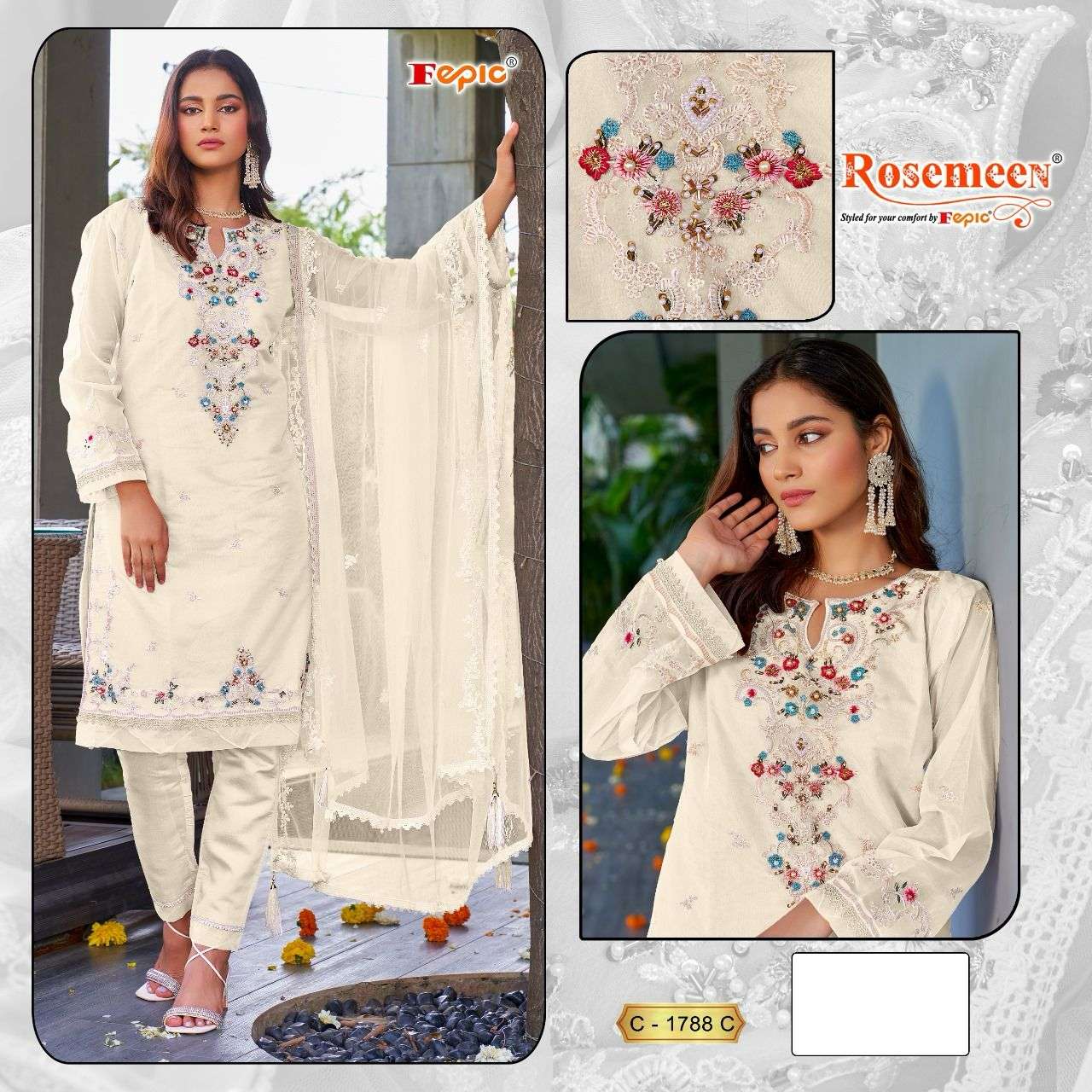 FEPIC ROSEMEEN C 1788 ORGANZA FANCY DESIGNER SUIT