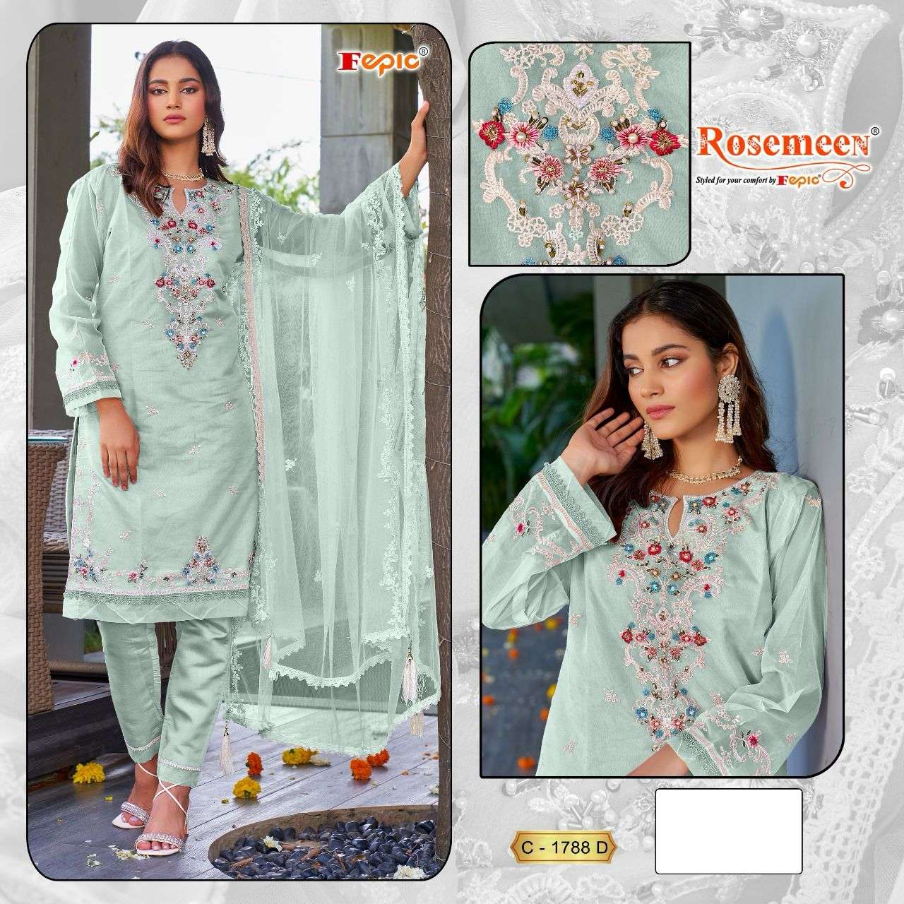 FEPIC ROSEMEEN C 1788 ORGANZA FANCY DESIGNER SUIT