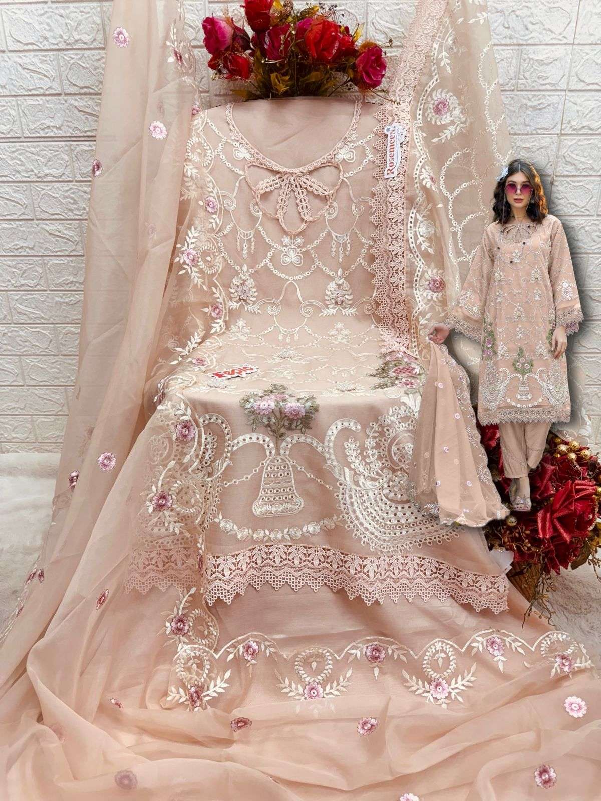FEPIC ROSEMEEN C 1794 ORGANZA BEAUTIFUL EMBROIDERED SUIT